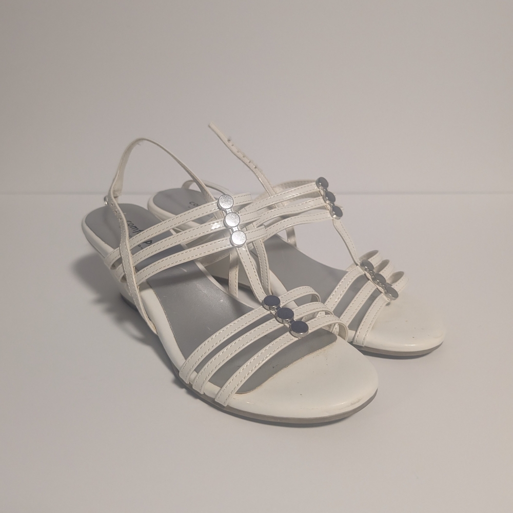 Comfort Plus by Predictions White Strappy Wedge Sandals